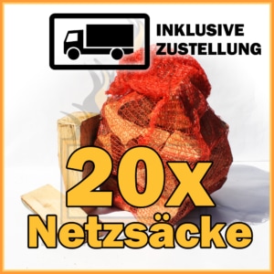20 Netzsäcke Brennholz 25cm