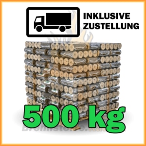 500kg Holzbriketts dunkel ohne Loch in 10kg Pakete