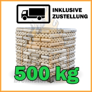 500 kg Weichholzbriketts mit Loch in 10 kg Paketen