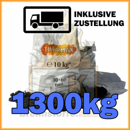 1300kg Thermax Koks geliefert in 10kg Plastiksäcken