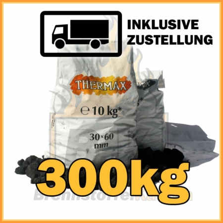 300kg Thermax Koks eiförmig in 10kg Plastiksäcken