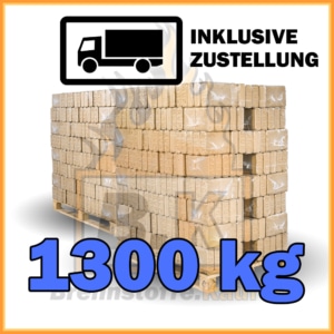 1300 kg Holzbriketts eckig Buchenholz in 10 kg Plastikpaketen