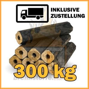 Holzbriketts Buche mit Loch - Pini & Kay - 300 kg in 10 kg Paketen