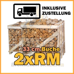2 x Raummeter Brennholz Kisten 33 cm mit Lieferung