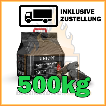 500 kg Union Kaminbriketts mit Lieferung