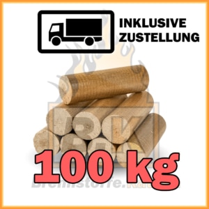 100 kg Buchenholzbriketts ohne Loch mit Lieferung