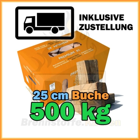 500 kg Brennholz Buche 25 cm im 11 kg Karton