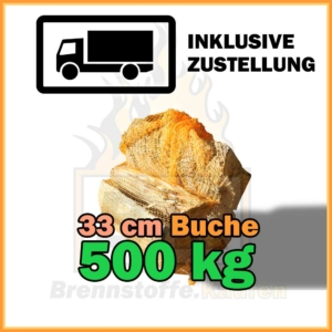500 kg Brennholz Buche 33 cm im 10 kg Netzsack