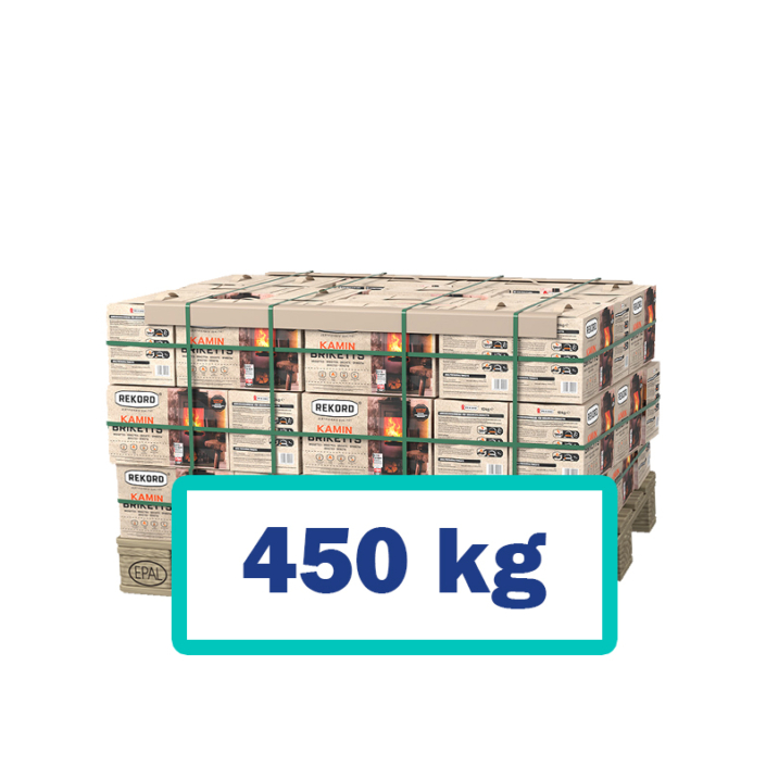 450 kg Braunkohlebriketts Rekord Papier zu je 10 kg